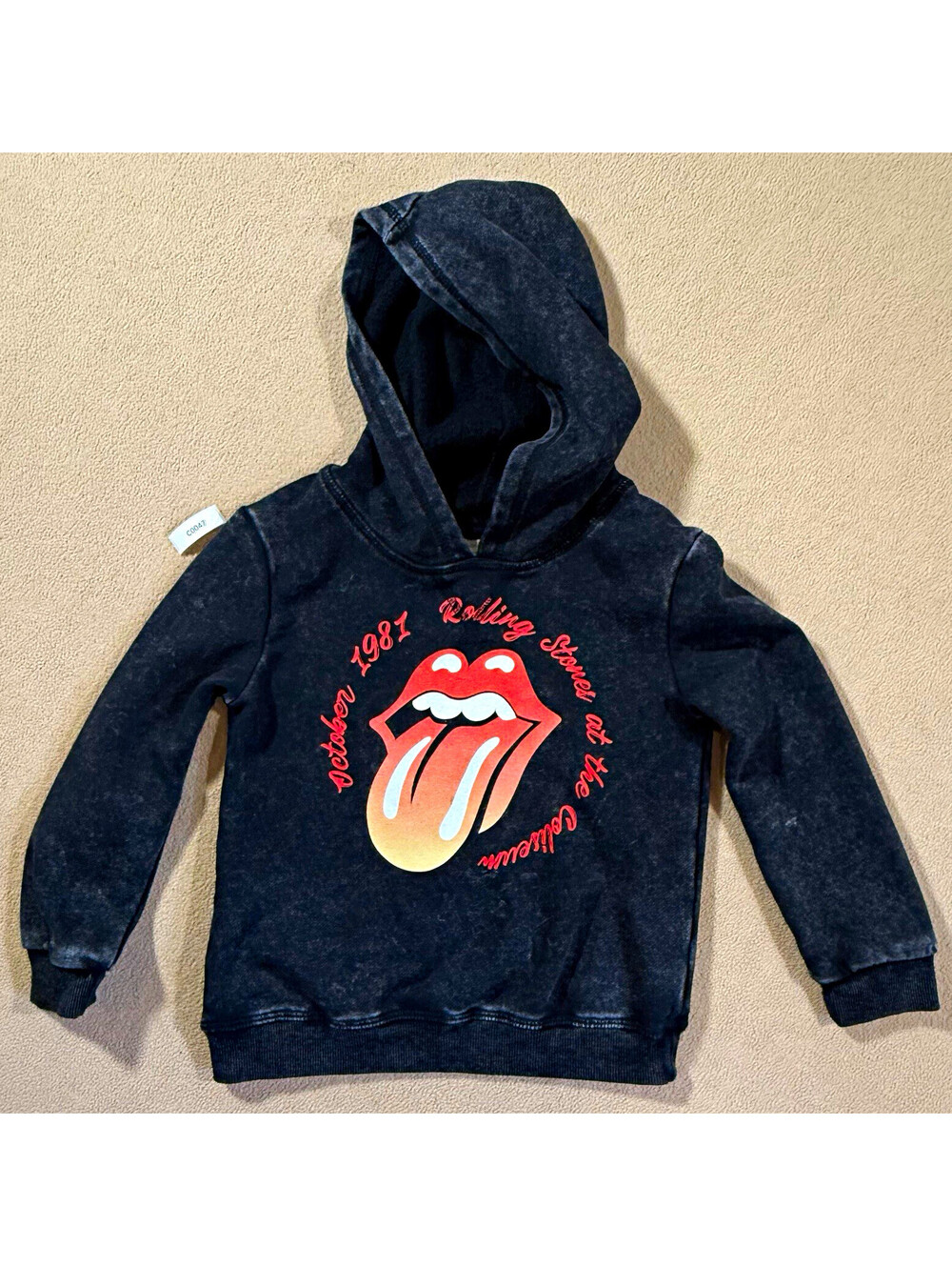 Rolling Stones Kids Hoodie 5T Black Pullover Fleece Tongue Logo Graphic